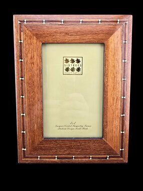 SixTrees 4"x6" Lacquer Coated Marquetry Wood Frame Italian Design Suede Back